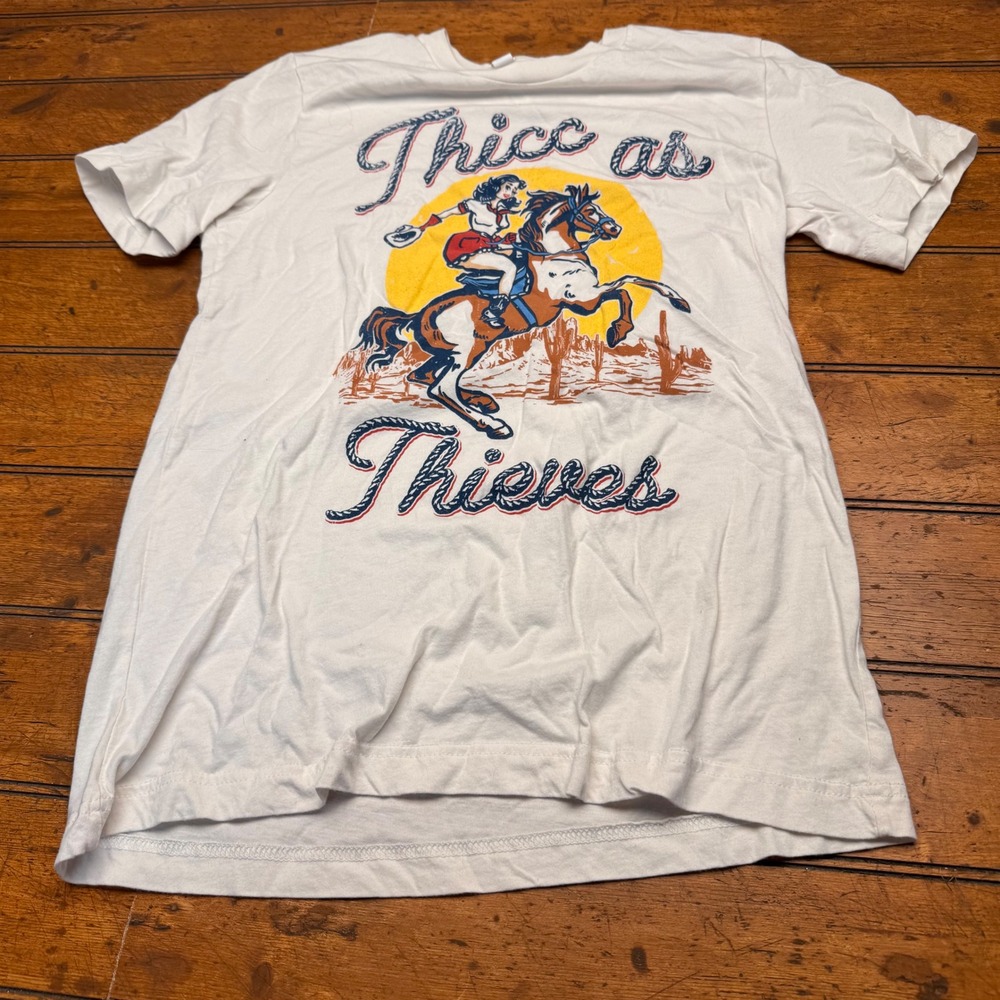 Lauren Alaina Thicc as Thieves Graphic T-Shirt White Western Cowgirl Concert Tee